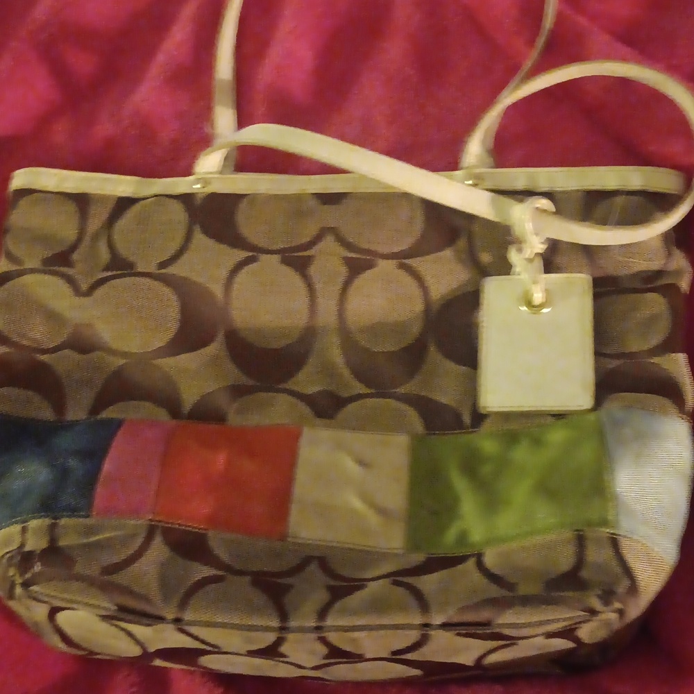 Coach Signature Tote with Colorful Patchwork - Picture 2 of 3